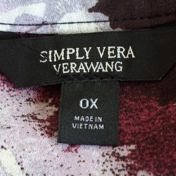 SIMPLY VERA Multi-Color Flower Print Top Blouse Sz 0X Very CHIC! - Picture 7 of 8